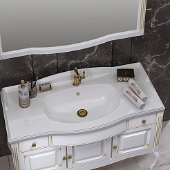 Opadiris Мебель для ванной Лаура 120 белая с бежевой патиной – фотография-6